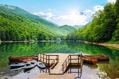 Boats on Biogradska Lake